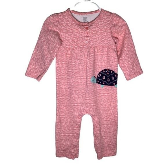 Carters Just One You Baby Girls Pink Turtle Jumpsuit Long Sleeve Size 18M - Picture 1 of 8